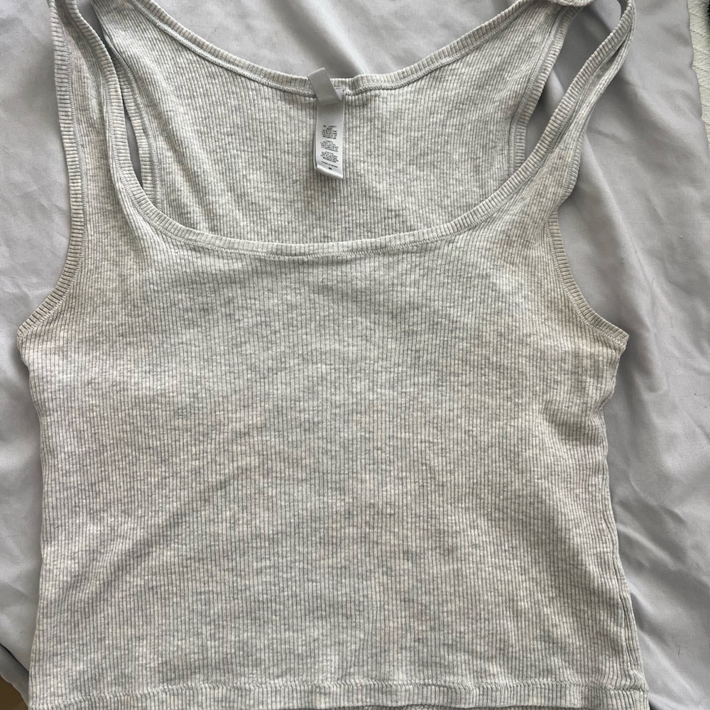 SKIMS Light Gray Ribbed Tank Top